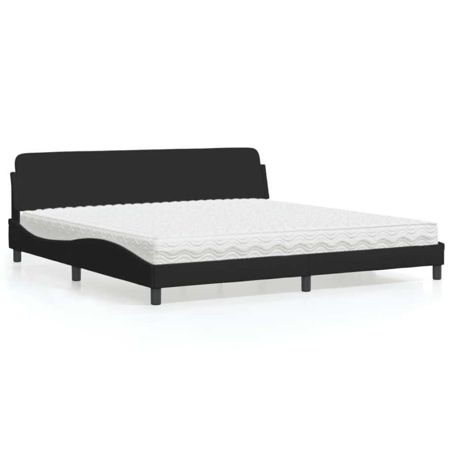 vidaXL Bed met matras "Dover" stof zwart 200x200 cm afbeelding 1