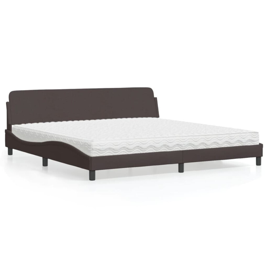 vidaXL Bed met matras "Dover" stof donkerbruin 200x200 cm afbeelding 1