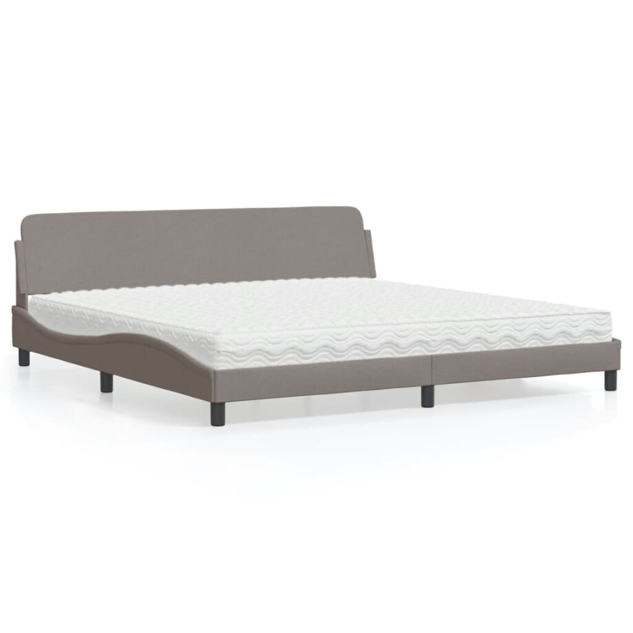 vidaXL Bed met matras "Dover" stof taupe 200x200 cm afbeelding 1