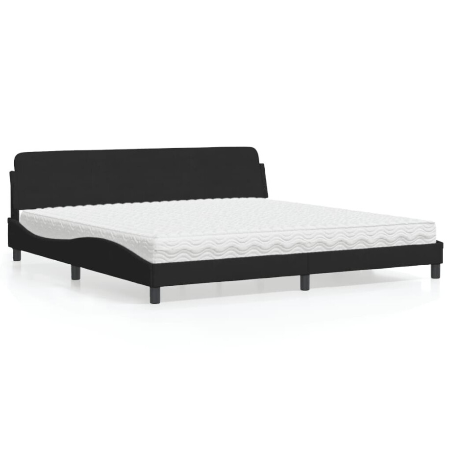 vidaXL Bed met matras "Dover" fluweel zwart 200x200 cm afbeelding 1