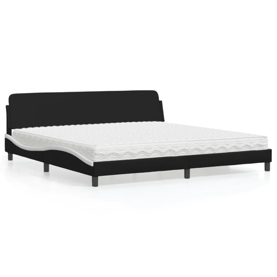 vidaXL Bed met matras "Dover" kunstleer zwart en wit 200x200 cm afbeelding 1
