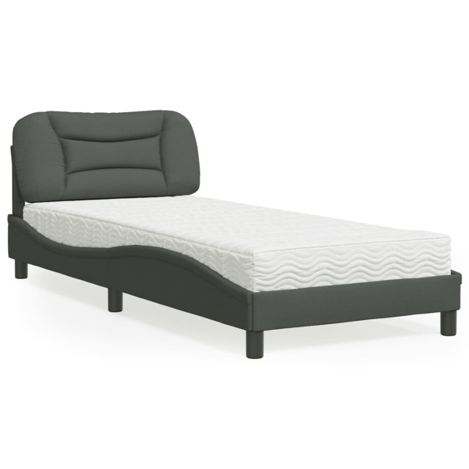 vidaXL Bed met matras "Hvar" stof donkergrijs 90x190 cm vidaXL Bed met matras "Hvar" stof donkergrijs 90x190 cm afbeelding 1