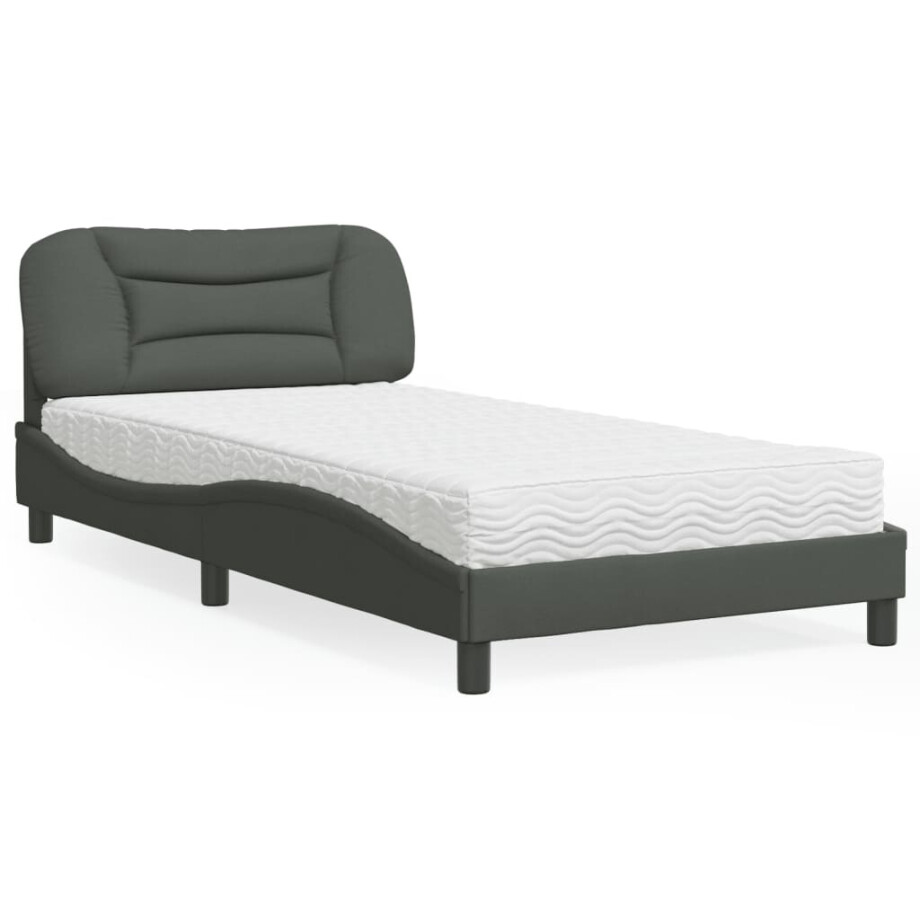 vidaXL Bed met matras "Hvar" stof donkergrijs 100x200 cm vidaXL Bed met matras "Hvar" stof donkergrijs 100x200 cm afbeelding 1