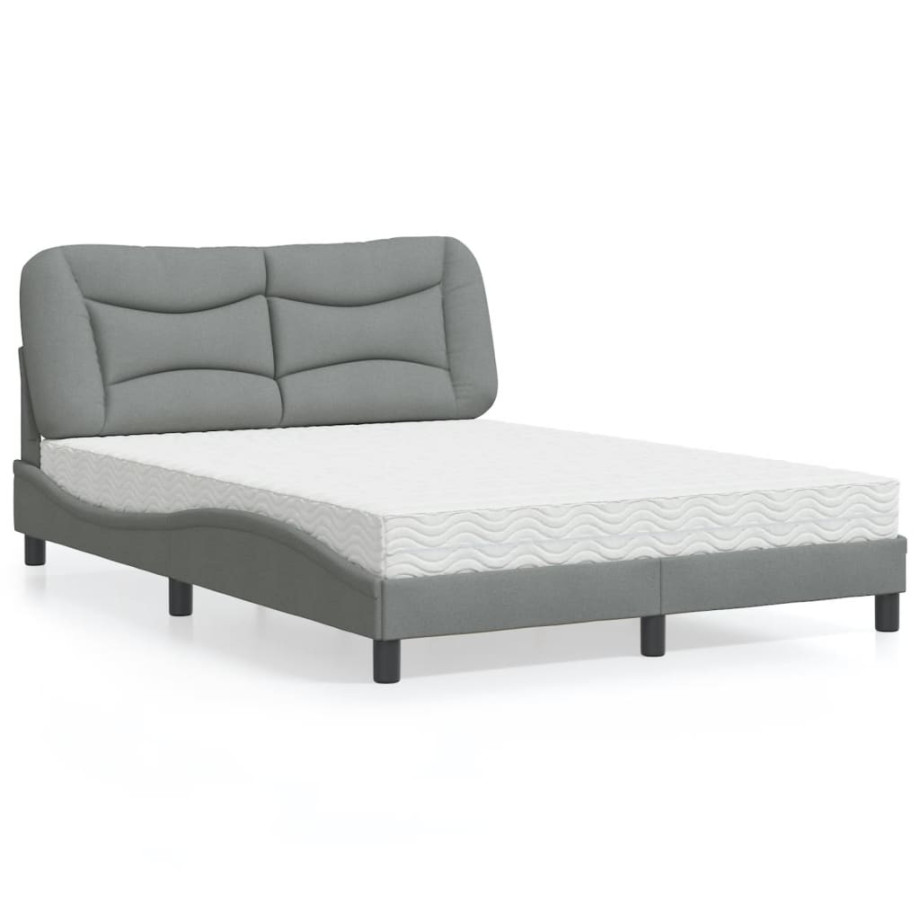 vidaXL Bed met matras stof lichtgrijs 120x200 cm afbeelding 1