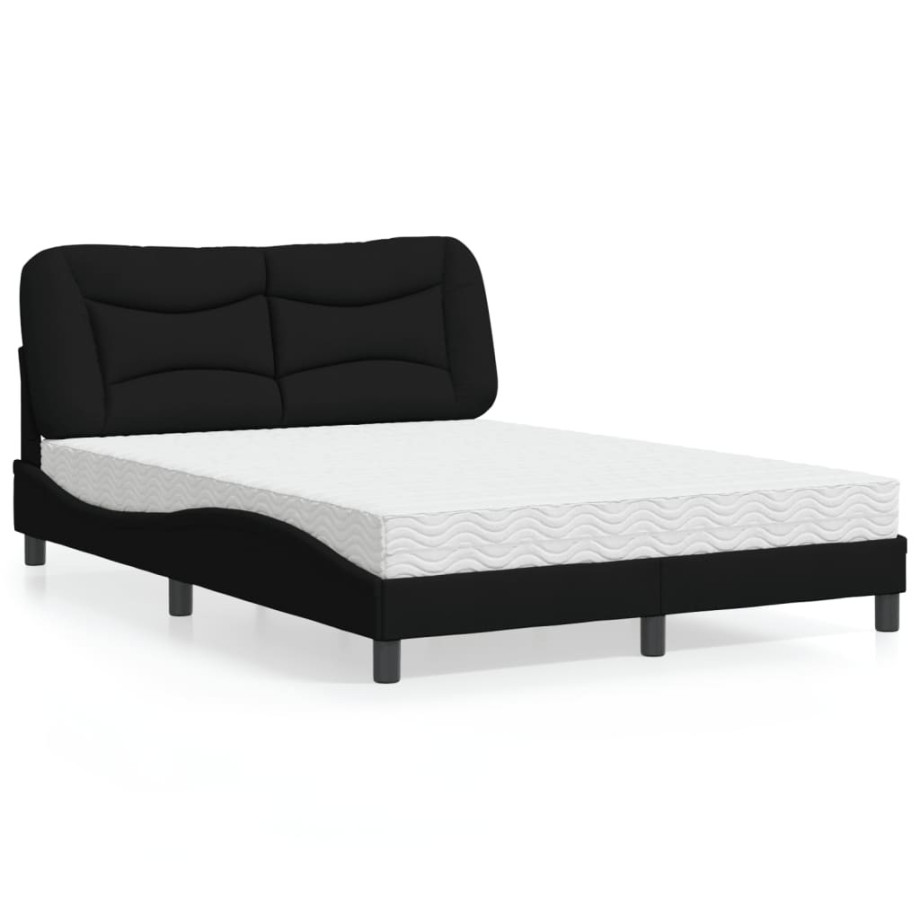 vidaXL Bed met matras stof zwart 120x200 cm afbeelding 1