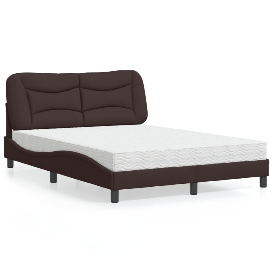 vidaXL Bed met matras "Hvar" stof donkerbruin 120x200 cm vidaXL Bed met matras "Hvar" stof donkerbruin 120x200 cm afbeelding 1