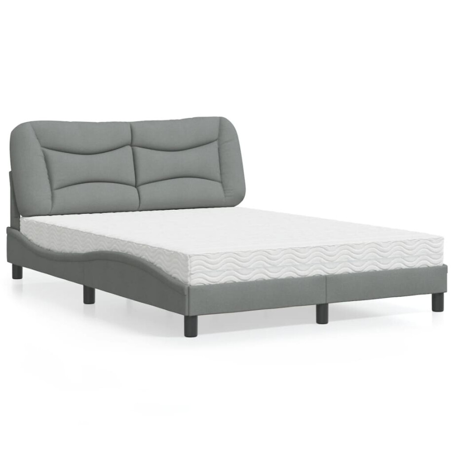 vidaXL Bed met matras "Hvar" stof lichtgrijs 140x190 cm vidaXL Bed met matras "Hvar" stof lichtgrijs 140x190 cm afbeelding 1