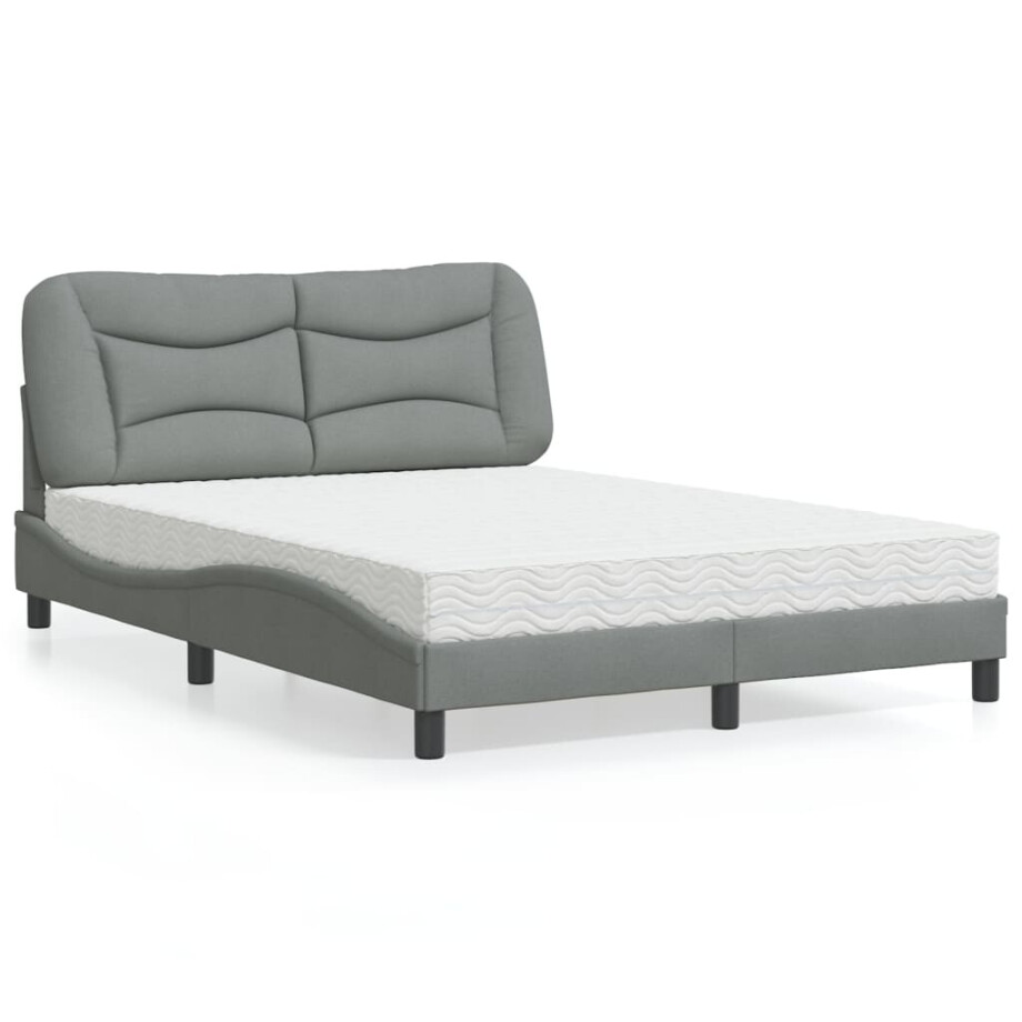 vidaXL Bed met matras "Hvar" stof lichtgrijs 140x200 cm vidaXL Bed met matras "Hvar" stof lichtgrijs 140x200 cm afbeelding 1