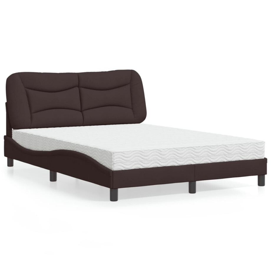 vidaXL Bed met matras "Hvar" stof donkerbruin 140x200 cm vidaXL Bed met matras "Hvar" stof donkerbruin 140x200 cm afbeelding 1