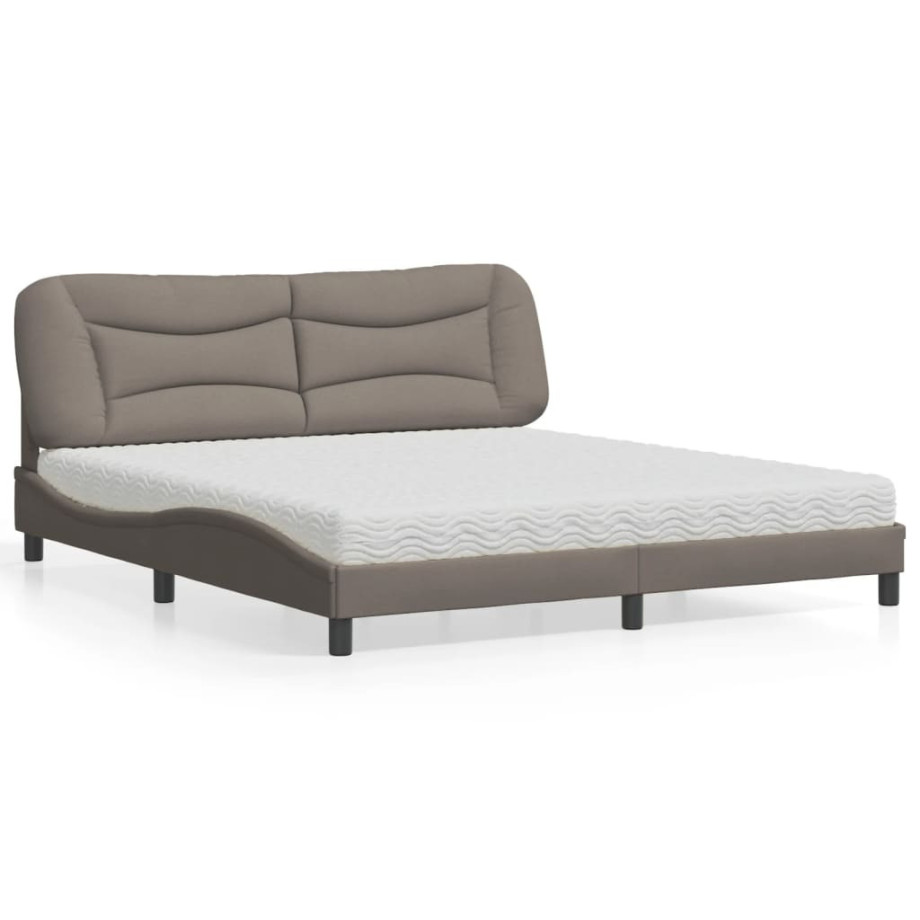 vidaXL Bed met matras stof taupe 180x200 cm afbeelding 1