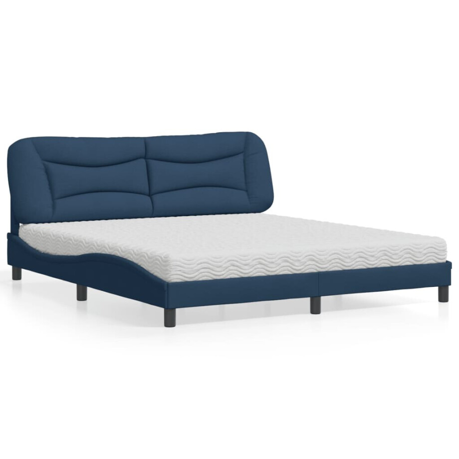 vidaXL Bed met matras "Hvar" stof blauw 180x200 cm vidaXL Bed met matras "Hvar" stof blauw 180x200 cm afbeelding 1