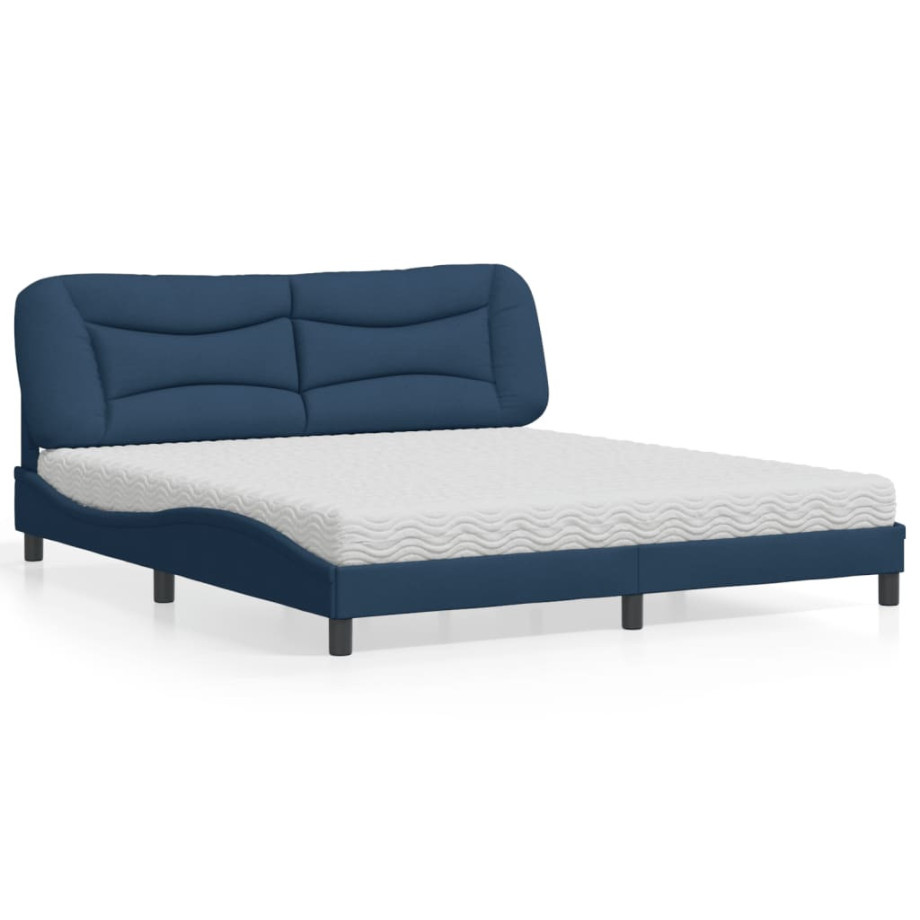 vidaXL Bed met matras stof blauw 180x200 cm afbeelding 1