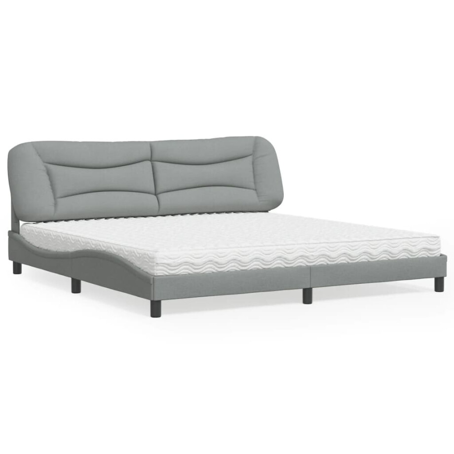 vidaXL Bed met matras "Hvar" stof lichtgrijs 200x200 cm vidaXL Bed met matras "Hvar" stof lichtgrijs 200x200 cm afbeelding 1