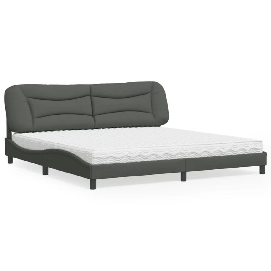 vidaXL Bed met matras "Hvar" stof donkergrijs 200x200 cm vidaXL Bed met matras "Hvar" stof donkergrijs 200x200 cm afbeelding 1