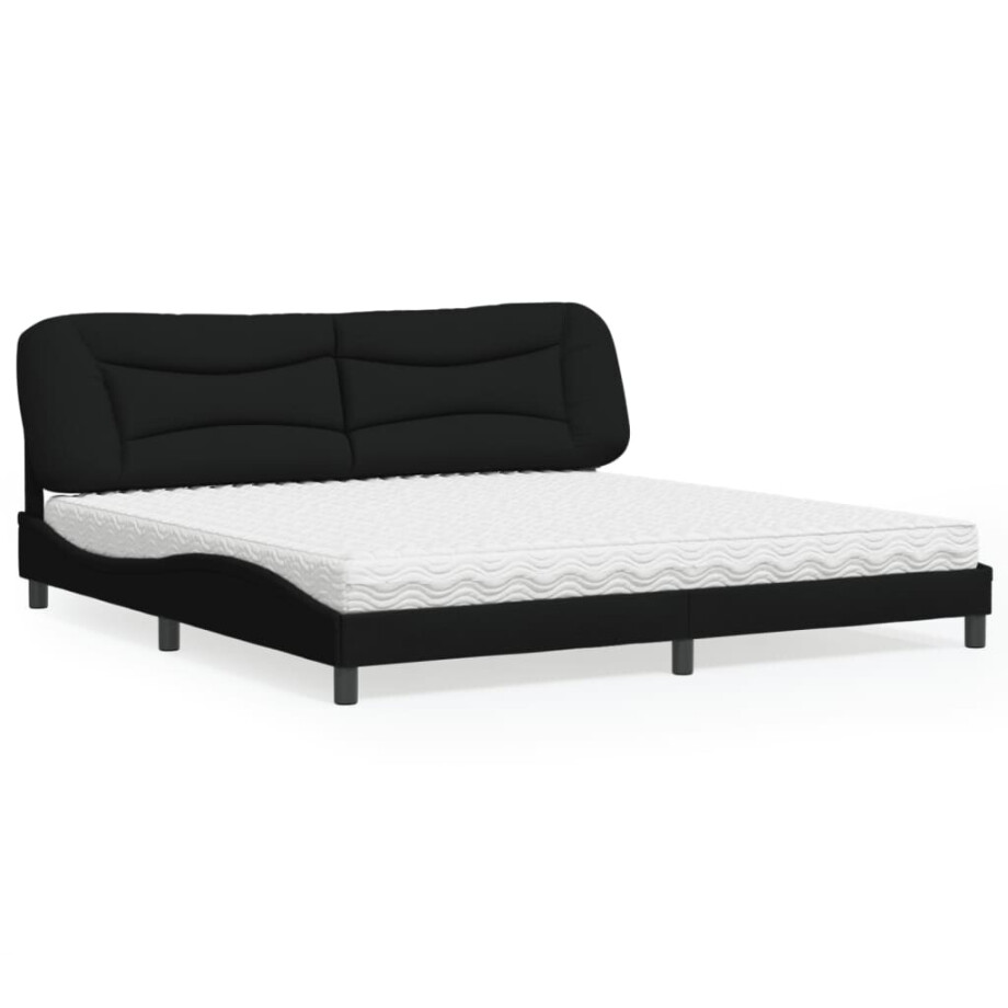 vidaXL Bed met matras "Hvar" stof zwart 200x200 cm vidaXL Bed met matras "Hvar" stof zwart 200x200 cm afbeelding 1