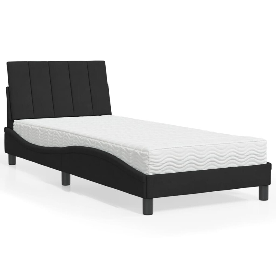 vidaXL Bed met matras "Hanko" fluweel zwart 80x200 cm afbeelding 1