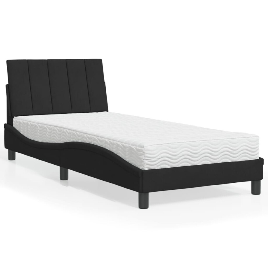 vidaXL Bed met matras "Hanko" fluweel zwart 90x190 cm afbeelding 1