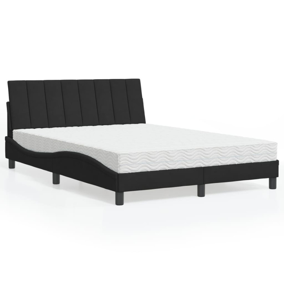 vidaXL Bed met matras fluweel zwart 140x200 cm afbeelding 1