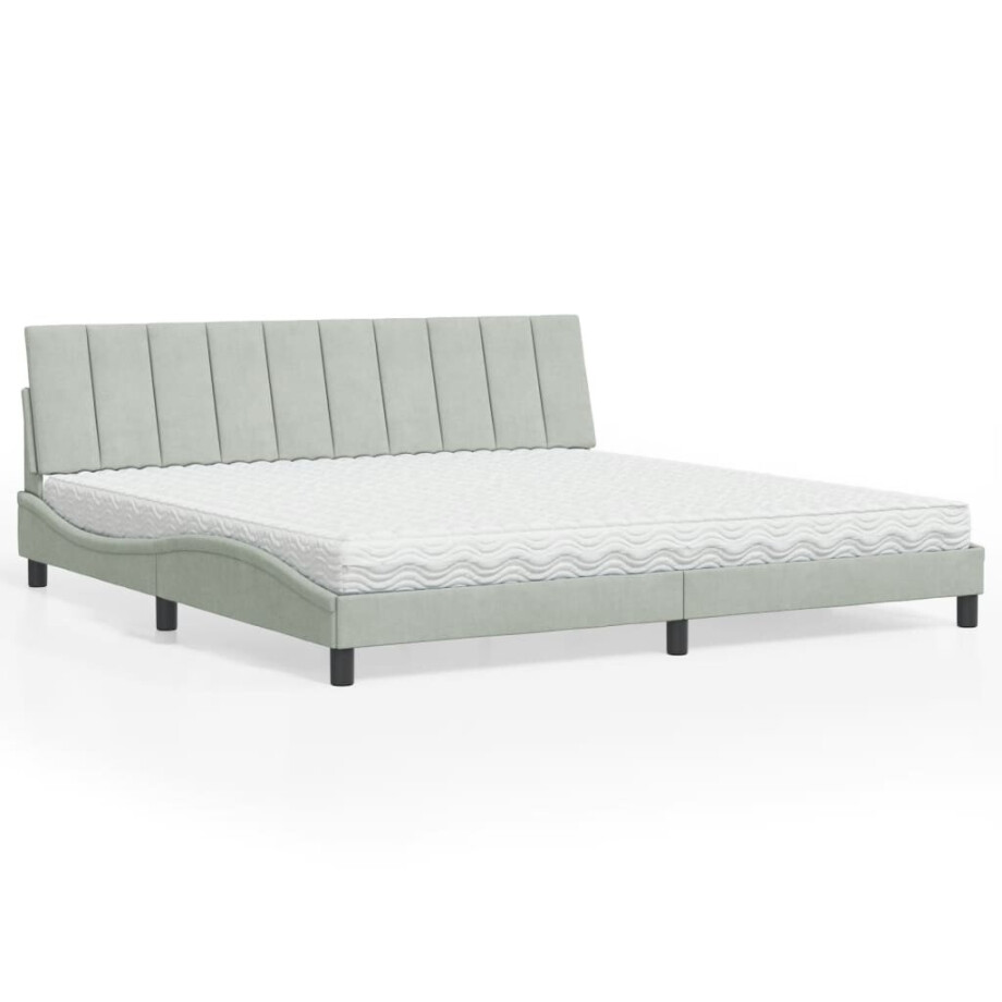 vidaXL Bed met matras "Hanko" fluweel lichtgrijs 200x200 cm vidaXL Bed met matras "Hanko" fluweel lichtgrijs 200x200 cm afbeelding 1
