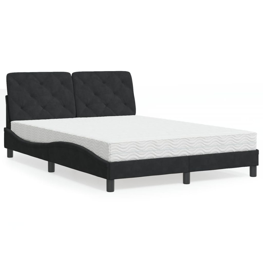 vidaXL Bed met matras fluweel zwart 120x200 cm afbeelding 1