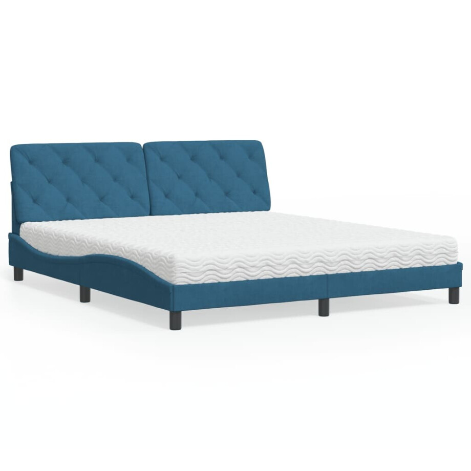 vidaXL Bed met matras fluweel blauw 180x200 cm vidaXL Bed met matras fluweel blauw 180x200 cm afbeelding 1