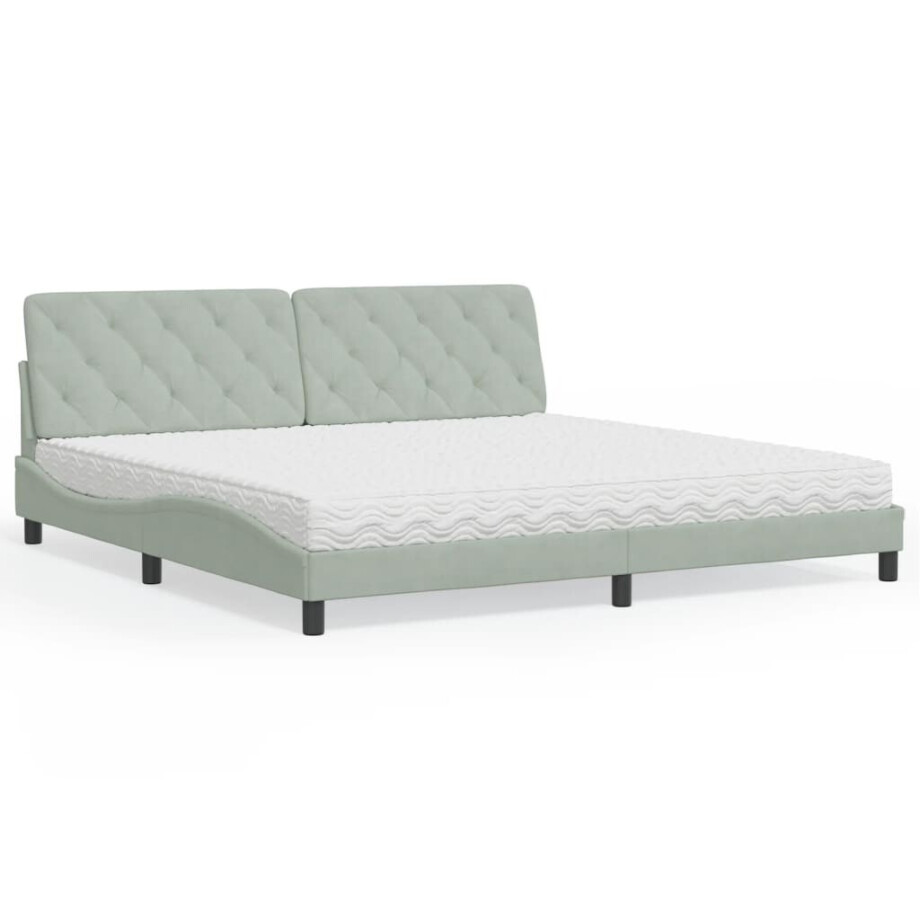 vidaXL Bed met matras fluweel lichtgrijs 200x200 cm vidaXL Bed met matras fluweel lichtgrijs 200x200 cm afbeelding 1