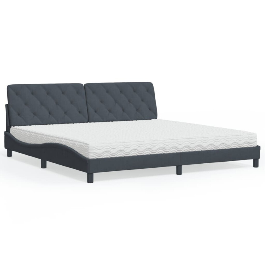 vidaXL Bed met matras fluweel donkergrijs 200x200 cm vidaXL Bed met matras fluweel donkergrijs 200x200 cm afbeelding 1