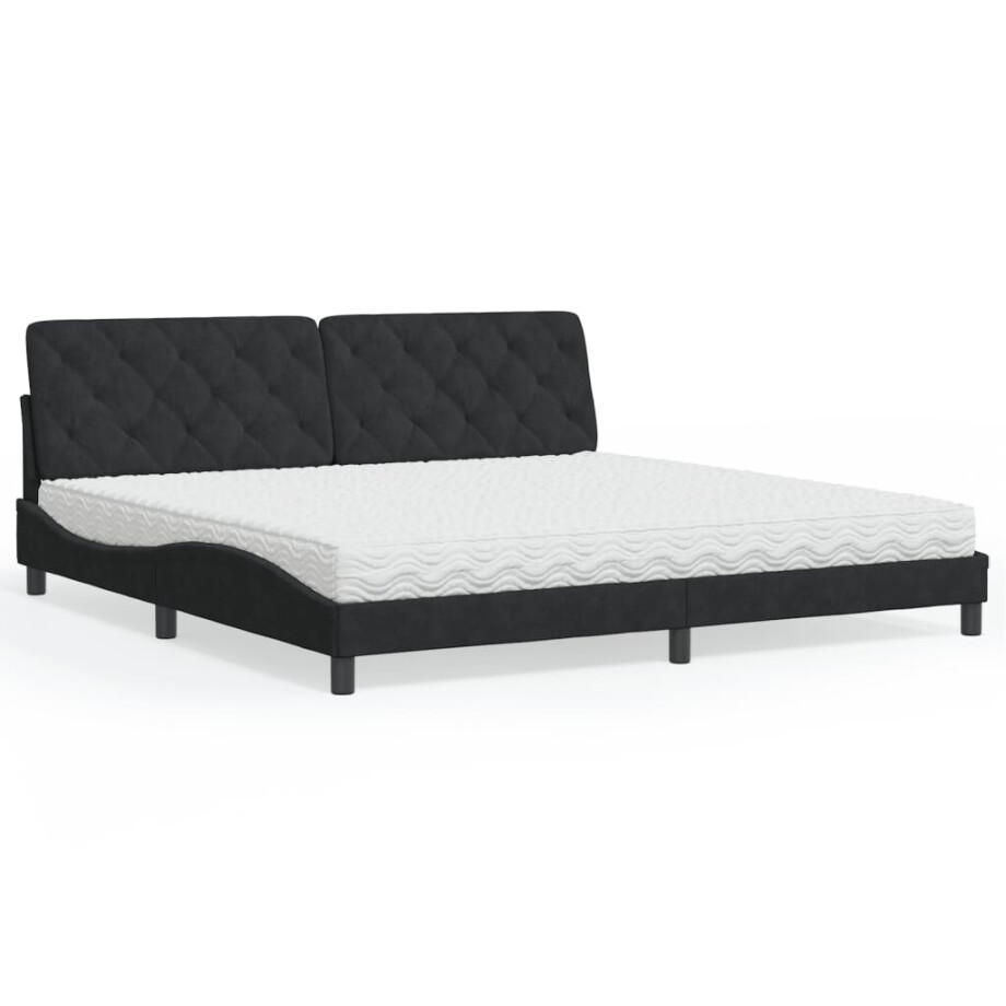 vidaXL Bed met matras fluweel zwart 200x200 cm afbeelding 1