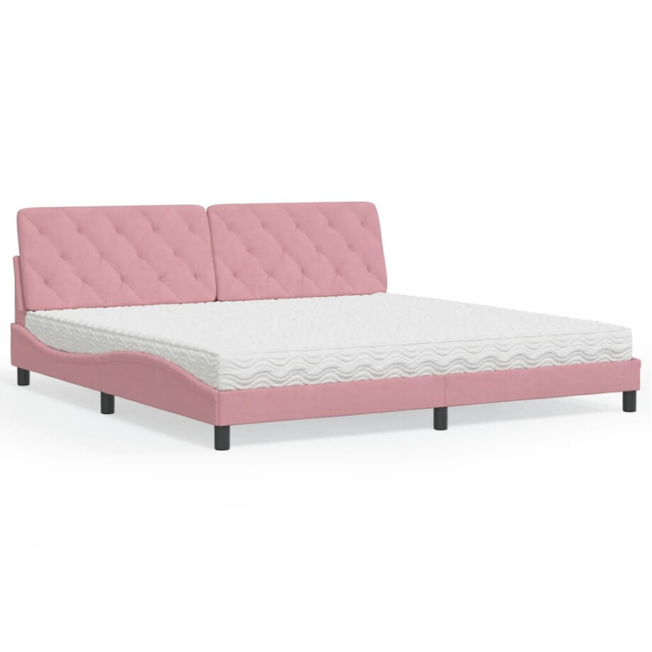 vidaXL Bed met matras fluweel roze 200x200 cm vidaXL Bed met matras fluweel roze 200x200 cm afbeelding 1