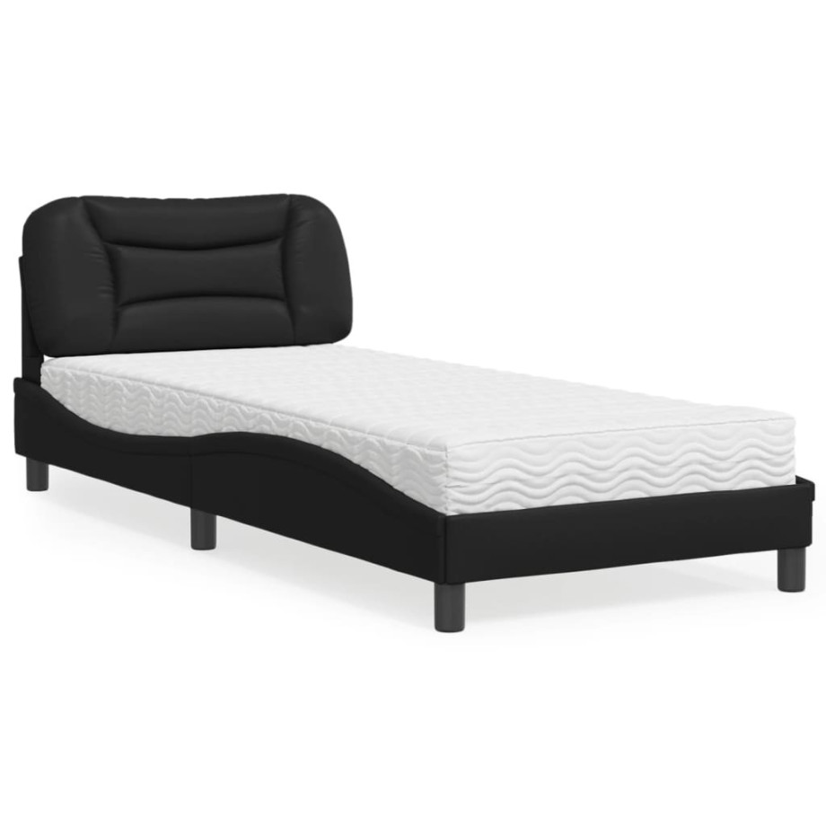 vidaXL Bed met matras kunstleer zwart 80x200 cm afbeelding 1