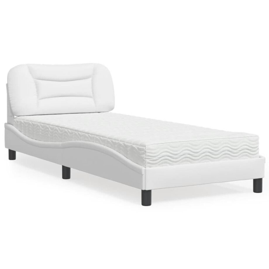 vidaXL Bed met matras "Hvar" kunstleer wit 90x190 cm vidaXL Bed met matras "Hvar" kunstleer wit 90x190 cm afbeelding 1