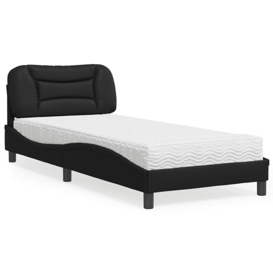 vidaXL Bed met matras kunstleer zwart 90x200 cm afbeelding 1