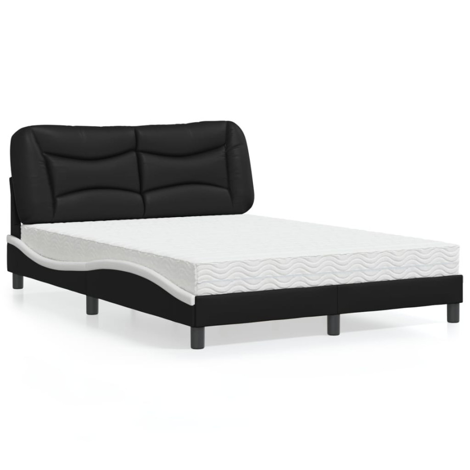 vidaXL Bed met matras kunstleer zwart en wit 120x200 cm afbeelding 1