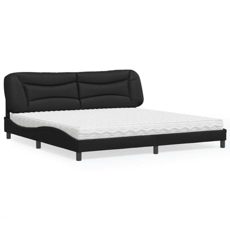 vidaXL Bed met matras "Hvar" kunstleer zwart 200x200 cm vidaXL Bed met matras "Hvar" kunstleer zwart 200x200 cm afbeelding 1