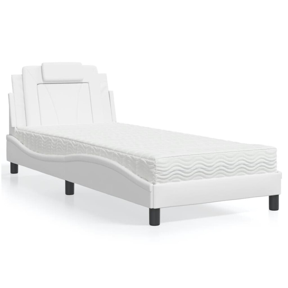 vidaXL Bed "Viana" met matras kunstleer wit 80x200 cm afbeelding 1