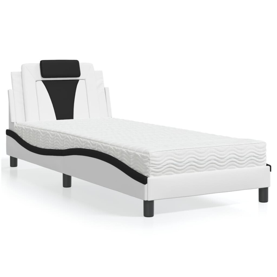 vidaXL Bed "Viana" met matras kunstleer zwart en wit 80x200 cm afbeelding 1