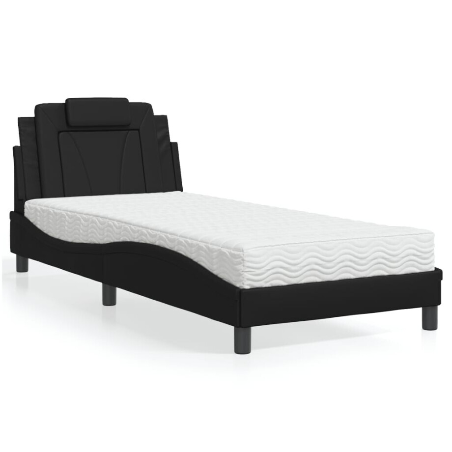 vidaXL Bed "Viana" met matras kunstleer zwart 90x190 cm vidaXL Bed "Viana" met matras kunstleer zwart 90x190 cm afbeelding 1