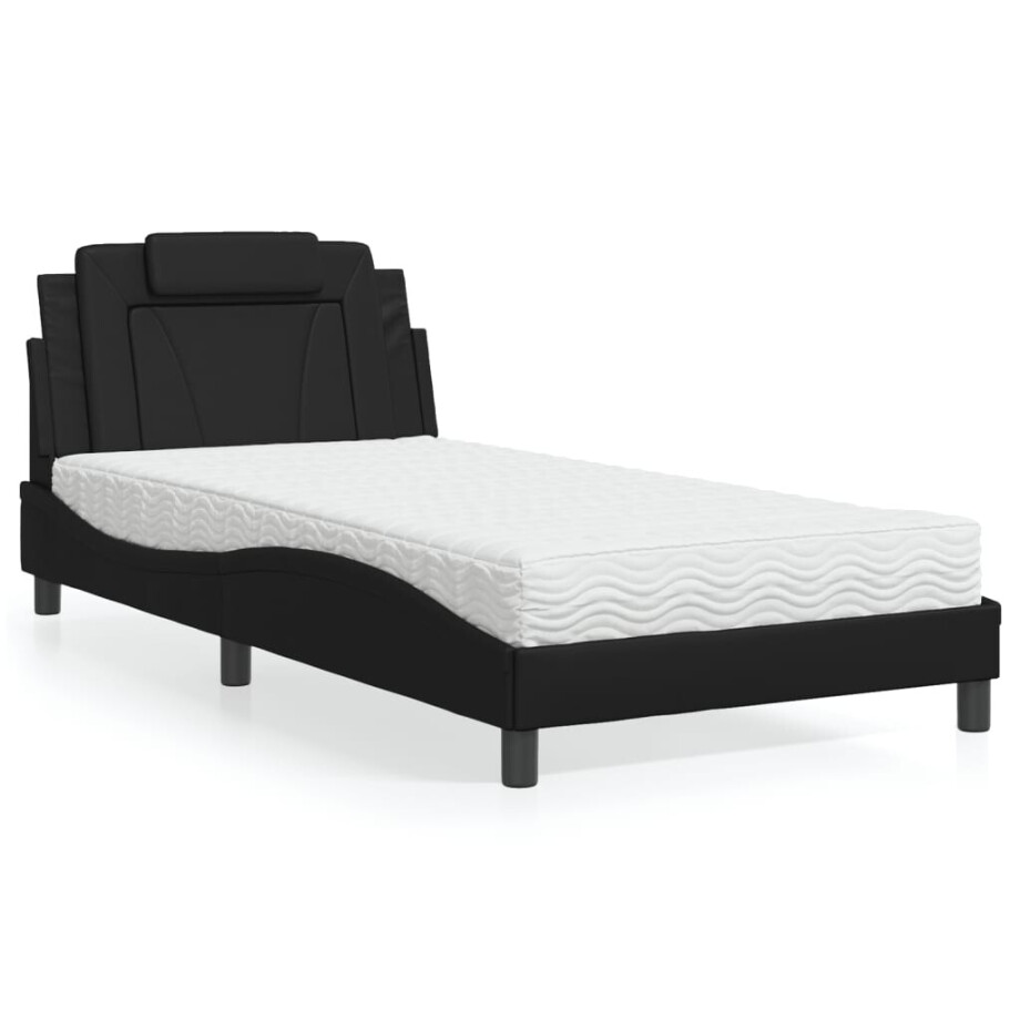 vidaXL Bed "Viana" met matras kunstleer zwart 100x200 cm afbeelding 1