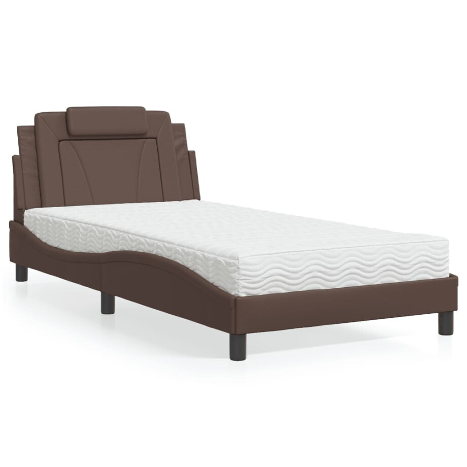 vidaXL Bed "Viana" met matras kunstleer bruin 100x200 cm afbeelding 1