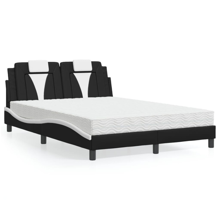 vidaXL Bed met matras kunstleer zwart en wit 120x200 cm afbeelding 1