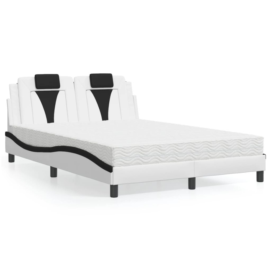 vidaXL Bed met matras kunstleer zwart en wit 120x200 cm afbeelding 1