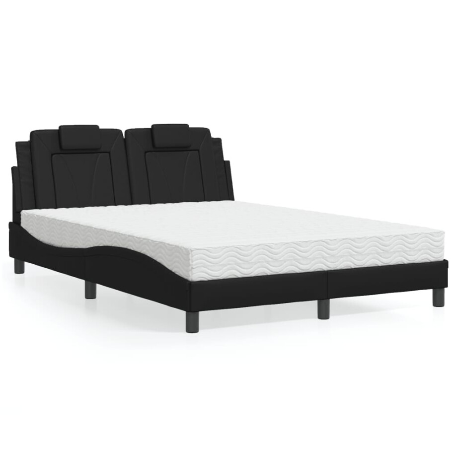 vidaXL Bed "Viana" met matras kunstleer zwart 140x190 cm vidaXL Bed "Viana" met matras kunstleer zwart 140x190 cm afbeelding 1