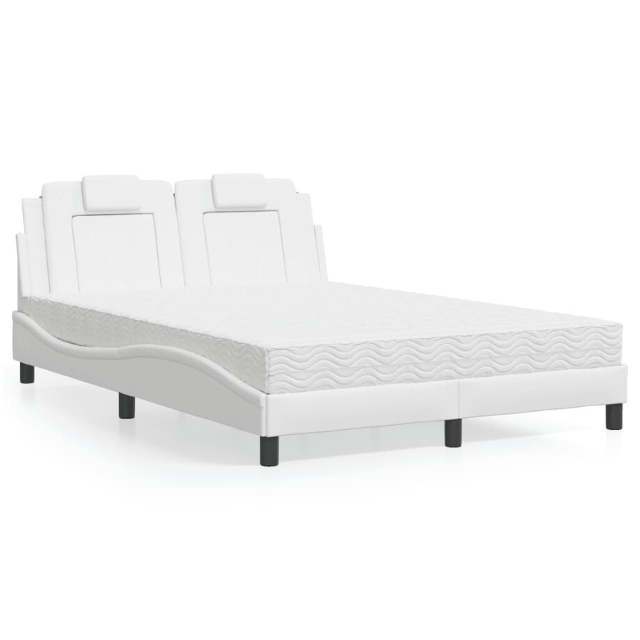 vidaXL Bed "Viana" met matras kunstleer wit 140x190 cm afbeelding 1