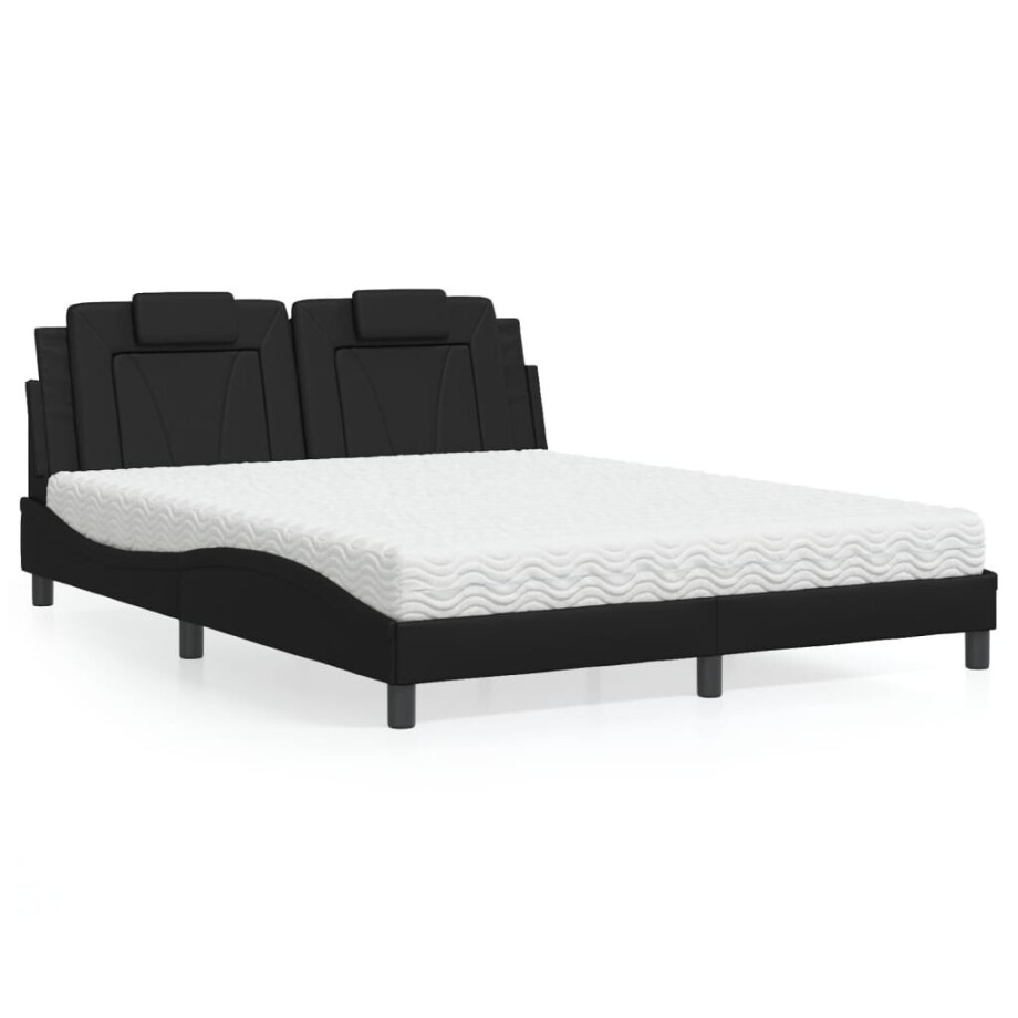 vidaXL Bed "Viana" met matras kunstleer zwart 160x200 cm vidaXL Bed "Viana" met matras kunstleer zwart 160x200 cm afbeelding 1