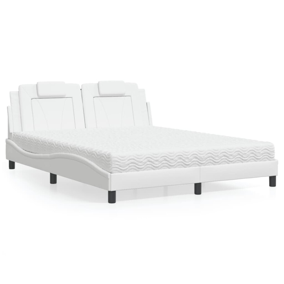 vidaXL Bed "Viana" met matras kunstleer wit 160x200 cm afbeelding 1