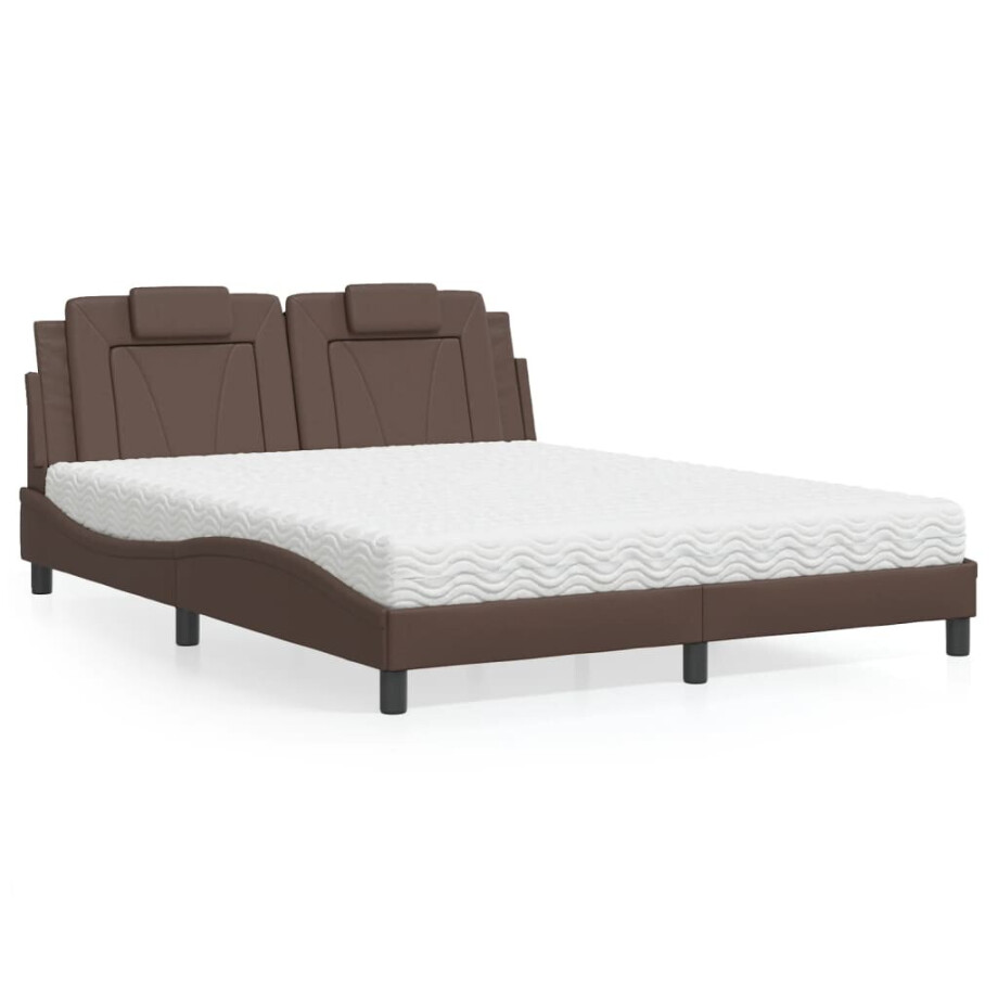 vidaXL Bed "Viana" met matras kunstleer bruin 160x200 cm afbeelding 1