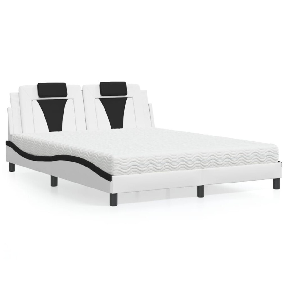 vidaXL Bed "Viana" met matras kunstleer wit en zwart 160x200 cm afbeelding 1