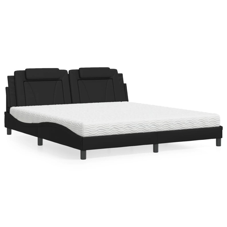 vidaXL Bed "Viana" met matras kunstleer zwart 180x200 cm vidaXL Bed "Viana" met matras kunstleer zwart 180x200 cm afbeelding 1