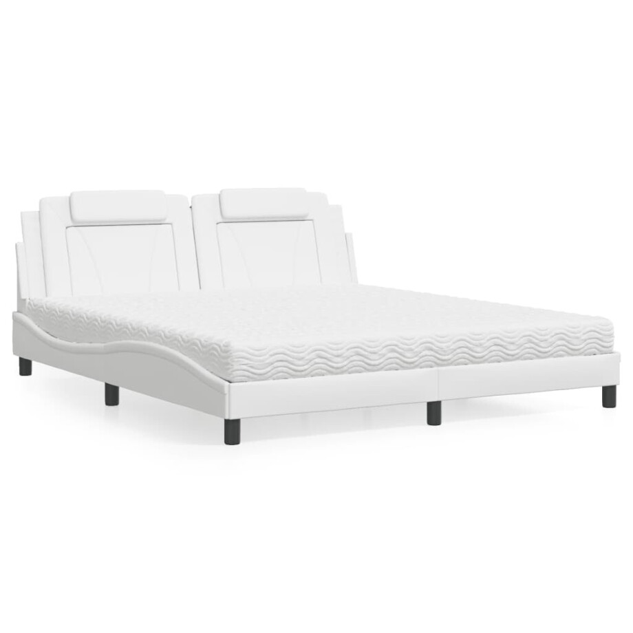 vidaXL Bed "Viana" met matras kunstleer wit 180x200 cm afbeelding 1