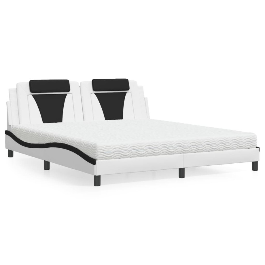 vidaXL Bed "Viana" met matras kunstleer wit en zwart 180x200 cm afbeelding 1
